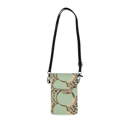 Crossbody Cell Phone Wallet Purse, Mint Green And Brown Spotted Illustration-0