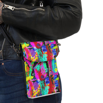 Crossbody Cell Phone Wallet Purse, Multicolor Abstract Expression Pattern-2