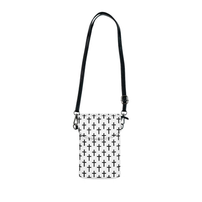 Crossbody Cell Phone Wallet Purse, White And Black Seamless Cross Pattern-0