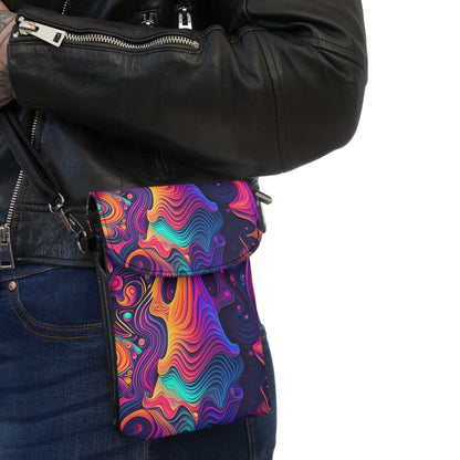 Crossbody Cell Phone Wallet Vibrant Psychedelic Kaleidoscope Boho Print-2