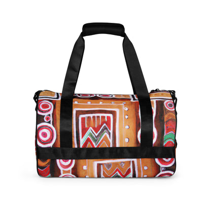 Crossbody Water-resistant Travel Bag, Brown Orange Green Aztec Pattern-2