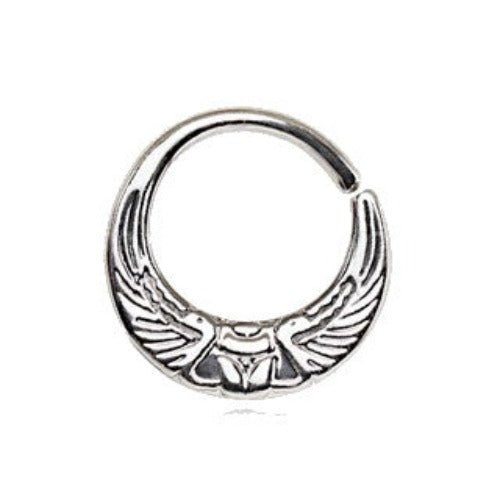 316L Stainless Steel Egyptian Winged Sun Seamless Rings / Cartilage Earrings-1