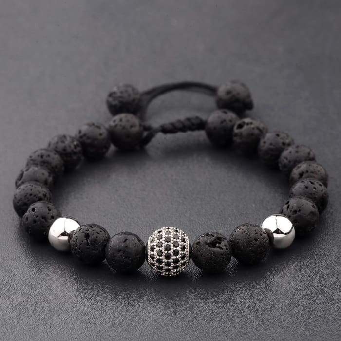 Crystal Ball | Silver | Lava Stone | Bracelet - HartCentered