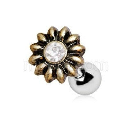 Vintage Gold Flower Cartilage Earring-0