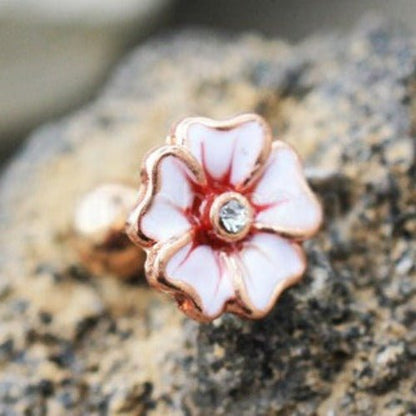 Rose Gold Hawaiian Hibiscus Flower Cartilage Earring-0