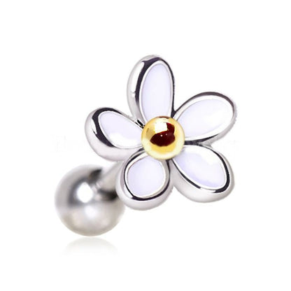 Surgical Steel Sweet White Daisy Flower Cartilage Earring-1