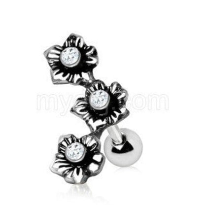 316L Stainless Steel Triple Flower Cartilage Earring-1