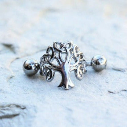 316L Stainless Steel Tree of Life Cartilage Cuff Earring-0