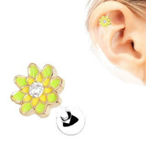 316L Stainless Steel Spring Flower Cartilage Earring-1