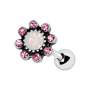 Pink Flower Cartilage Tragus Earring-0