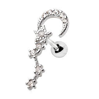 316L Stainless Steel Moon and Star Sign Cartilage Earring-1