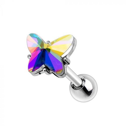 316L Stainless Steel Aurora Borealis Butterfly Cartilage Earring-0