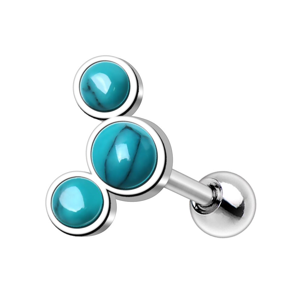 316L Stainless Steel Triple Turquoise Cartilage Earring-1