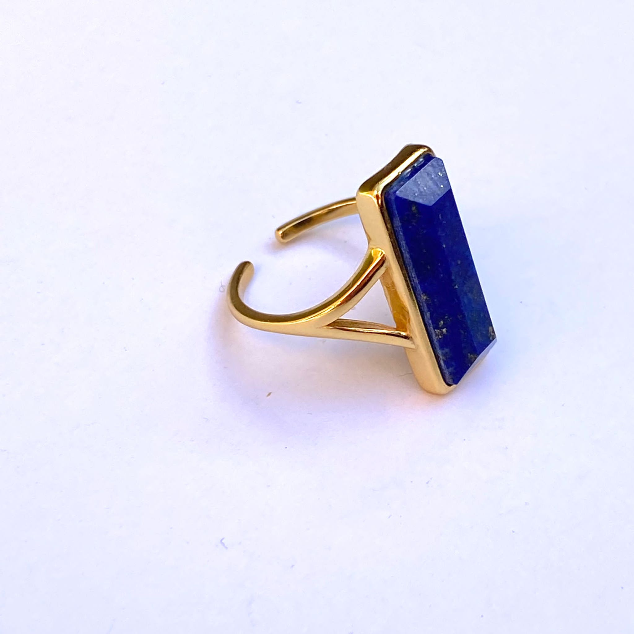 Rectangle Lapis Lazuli Gold Ring-0