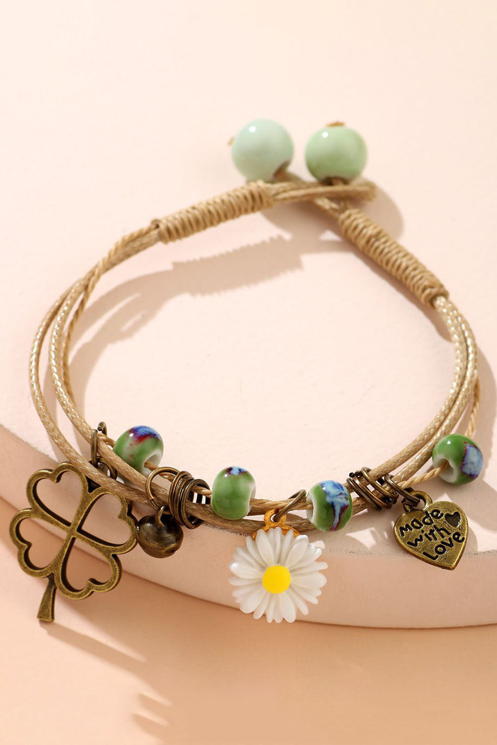 Heart &amp; Flower Charm Bracelet | Hand-Woven - HartCentered