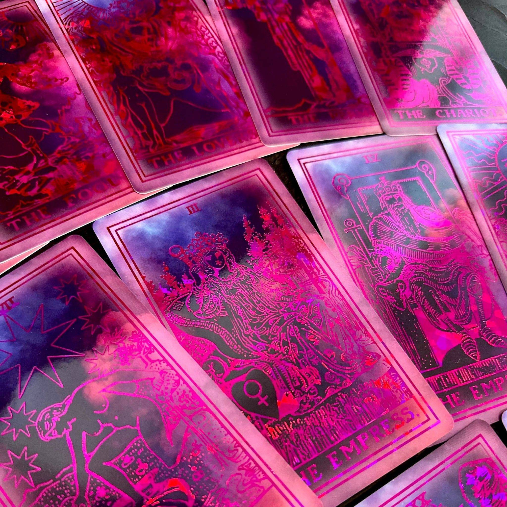 The Rider Waite | Purple Neon Foil | Tarot Deck | Pink Set