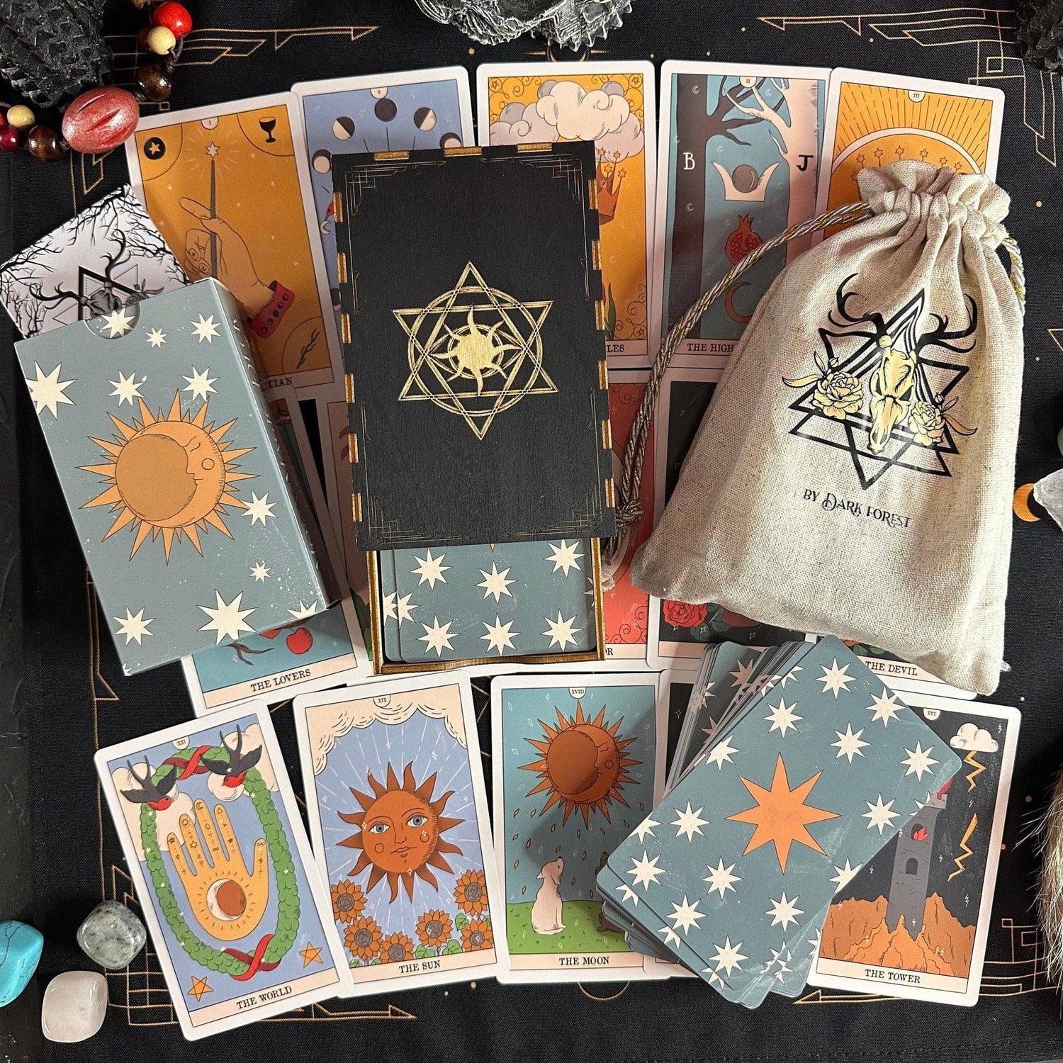 Moon Magic | Eco-Linen Cardboard | Tarot Deck Set