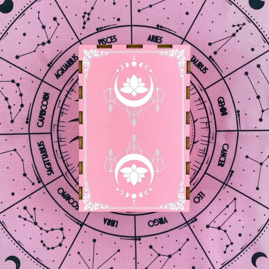 Wooden Tarot Box | Pink Lotus