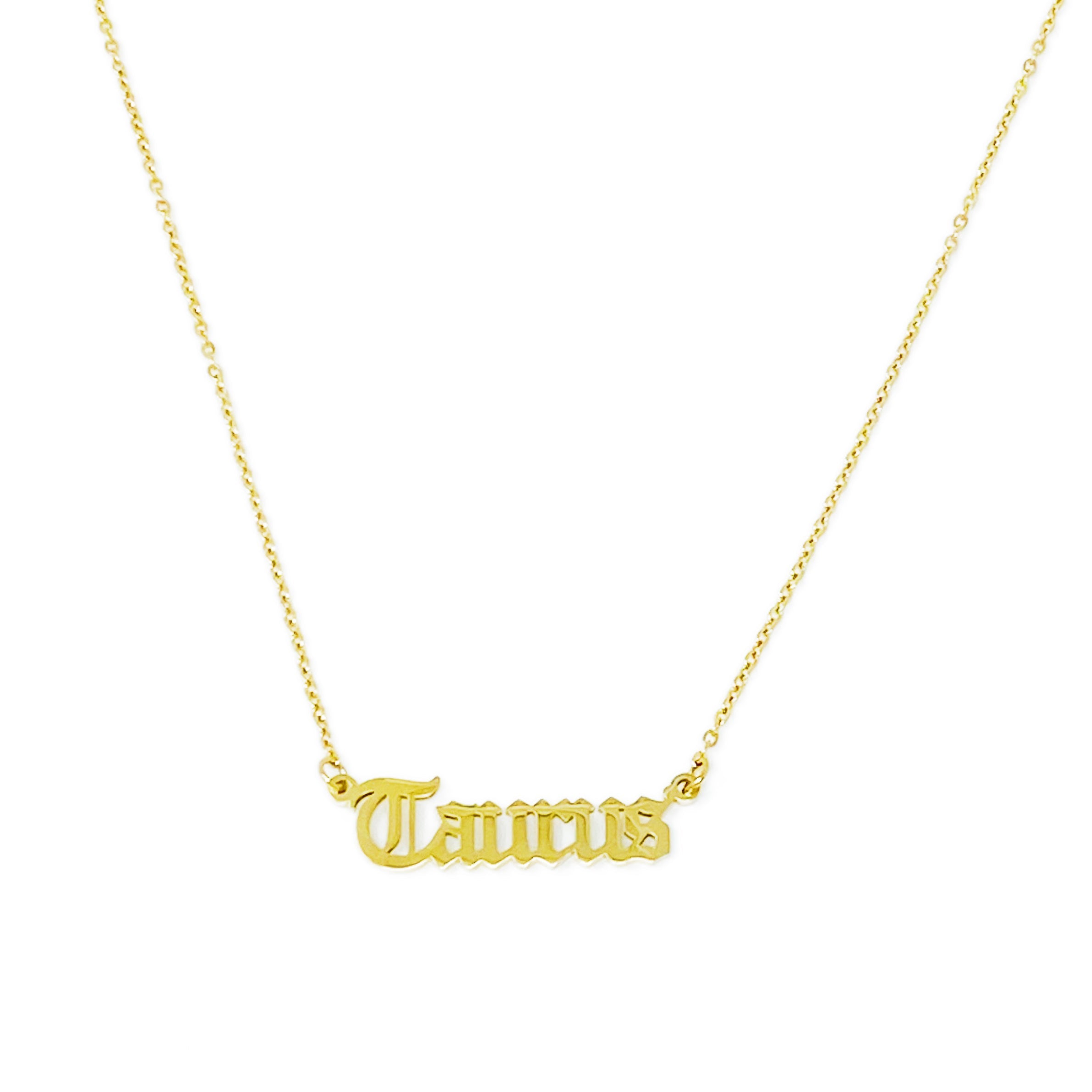 Old English Zodiac Necklace | Gold-Plated Stainless Steel