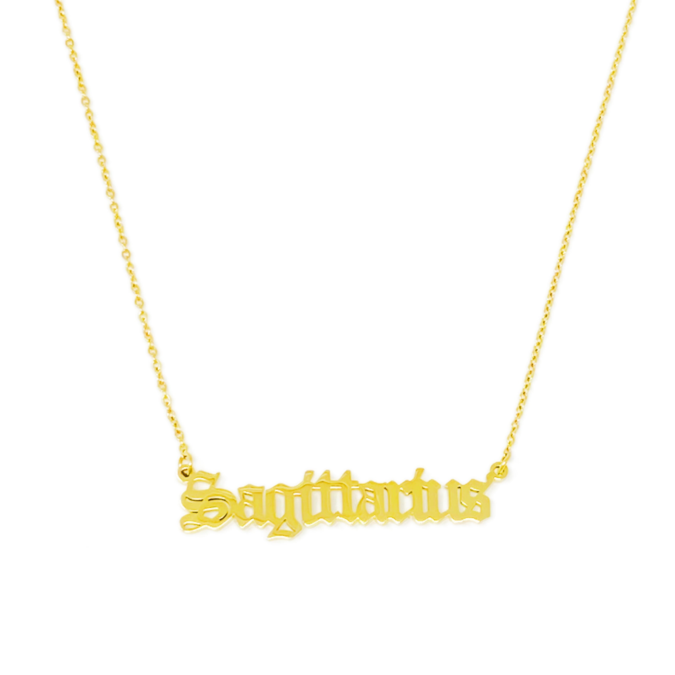 Old English Zodiac Necklace | Gold-Plated Stainless Steel