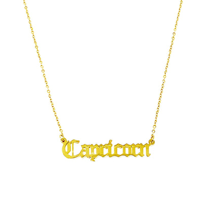 Old English Zodiac Necklace | Gold-Plated Stainless Steel