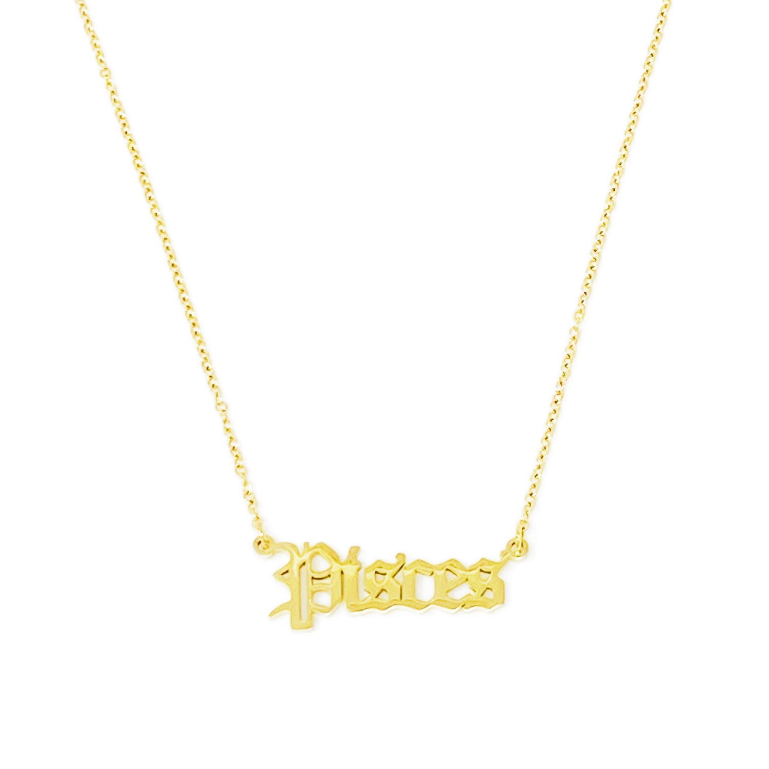 Old English Zodiac Necklace | Gold-Plated Stainless Steel