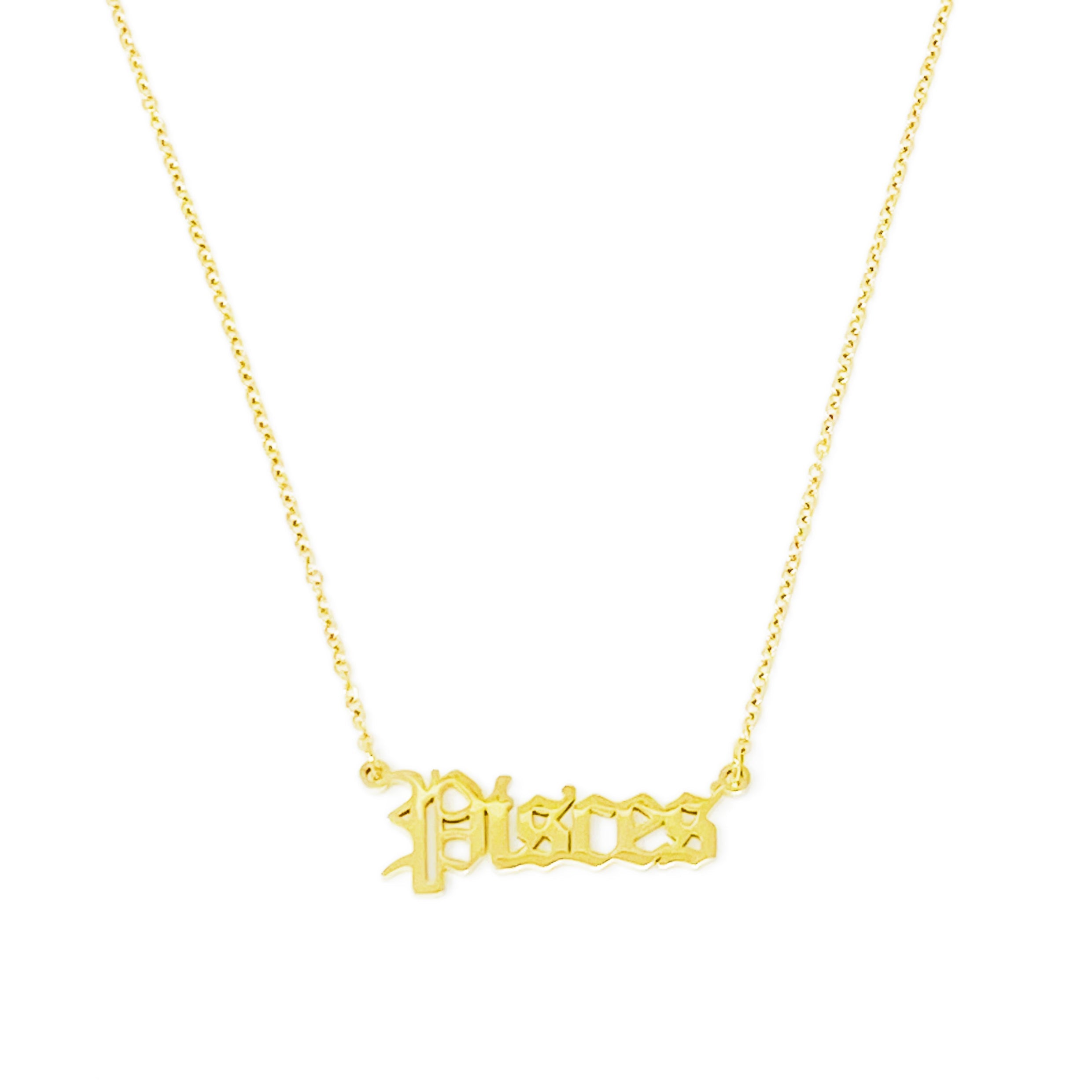 Old English Zodiac Necklace | Gold-Plated Stainless Steel