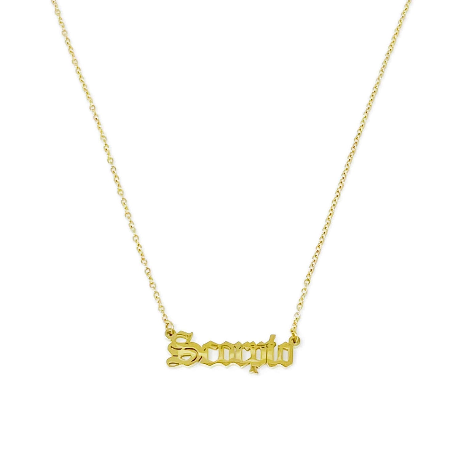 Old English Zodiac Necklace | Gold-Plated Stainless Steel