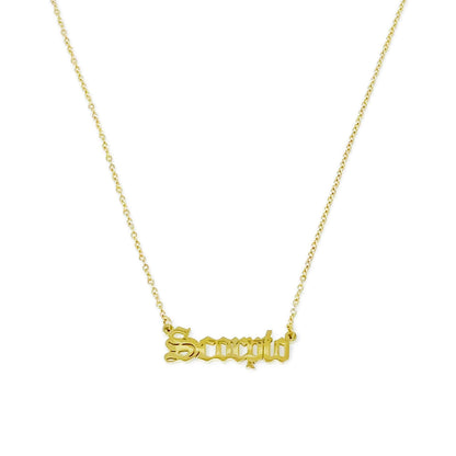 Old English Zodiac Necklace | Gold-Plated Stainless Steel