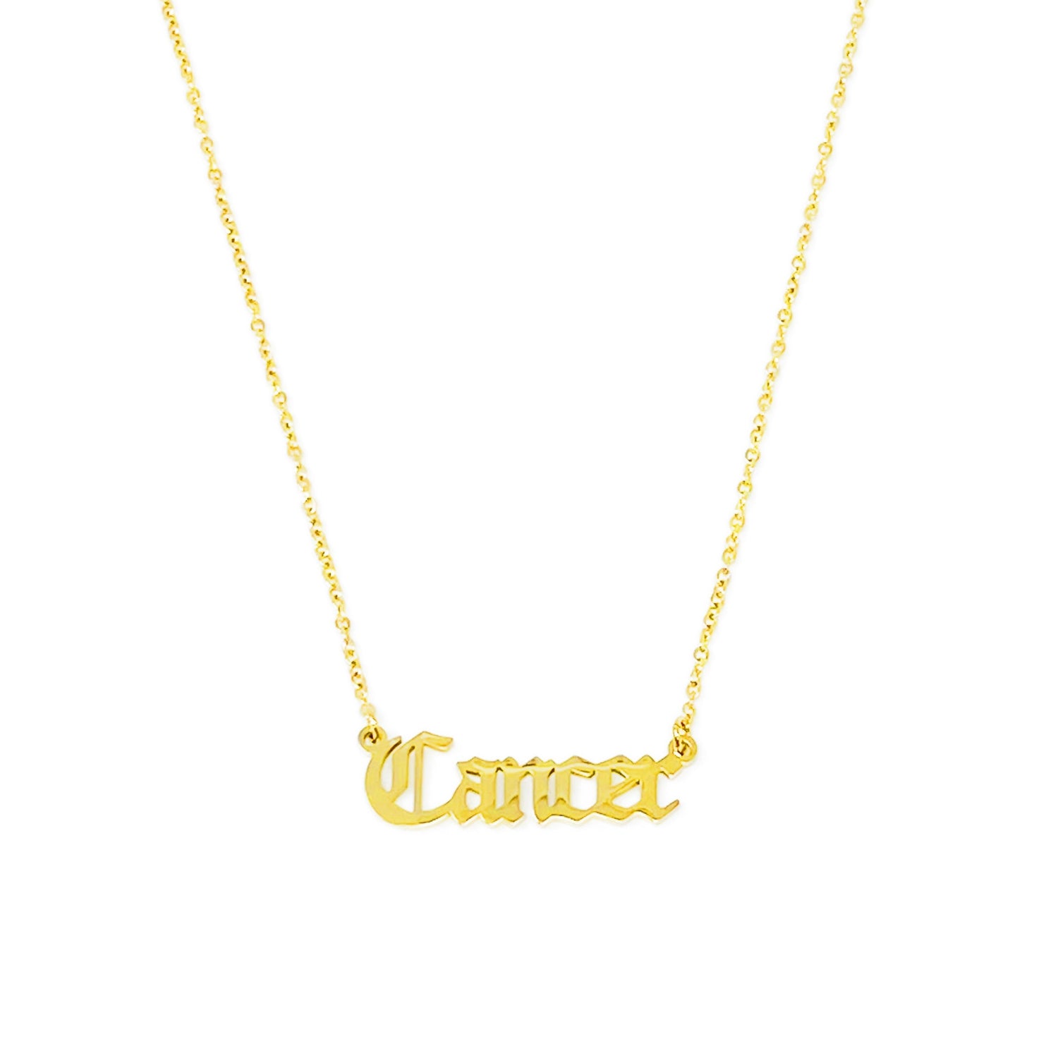 Old English Zodiac Necklace | Gold-Plated Stainless Steel