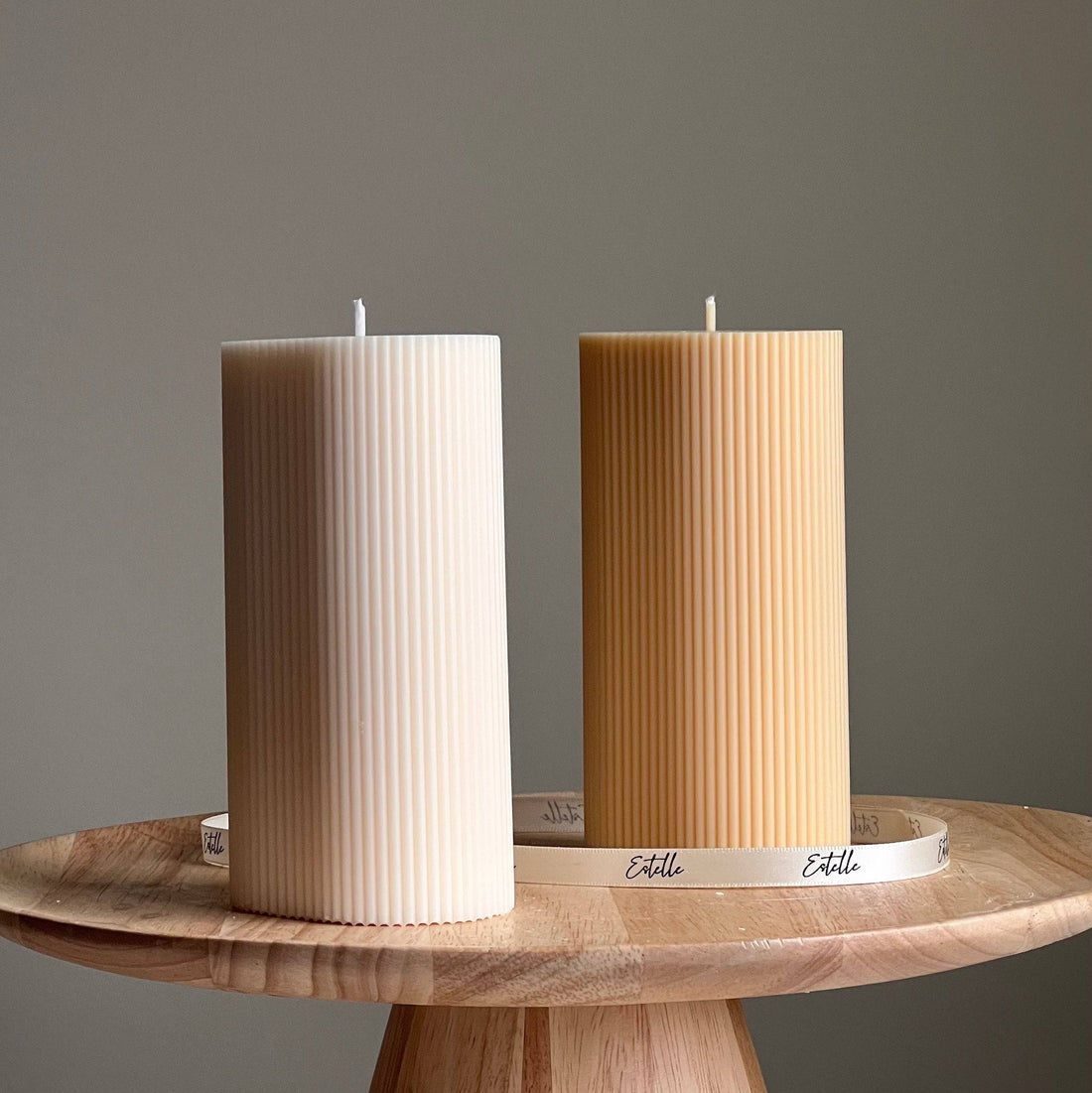 Ribbed Pillar Candle