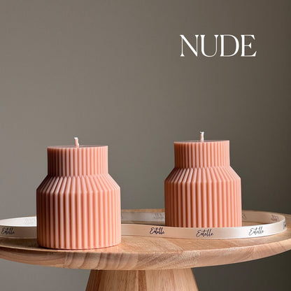 Geometric Ribbed Pillar Candle