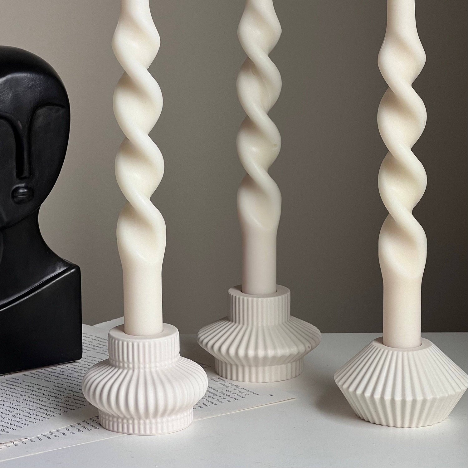 Ribbed Minimal Candlestick Holder