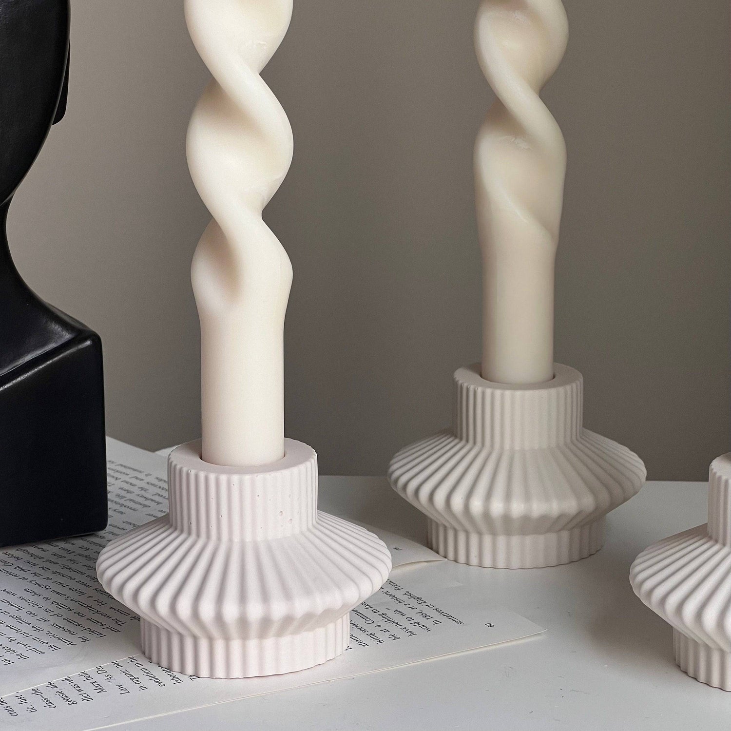 Ribbed Minimal Candlestick Holder