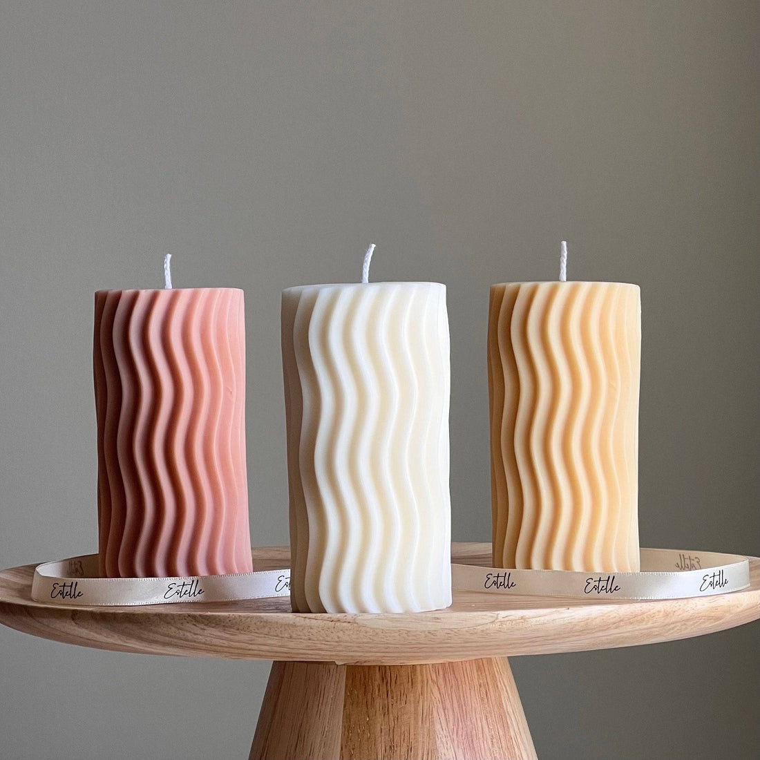 Ribbed Wave Pillar Candle