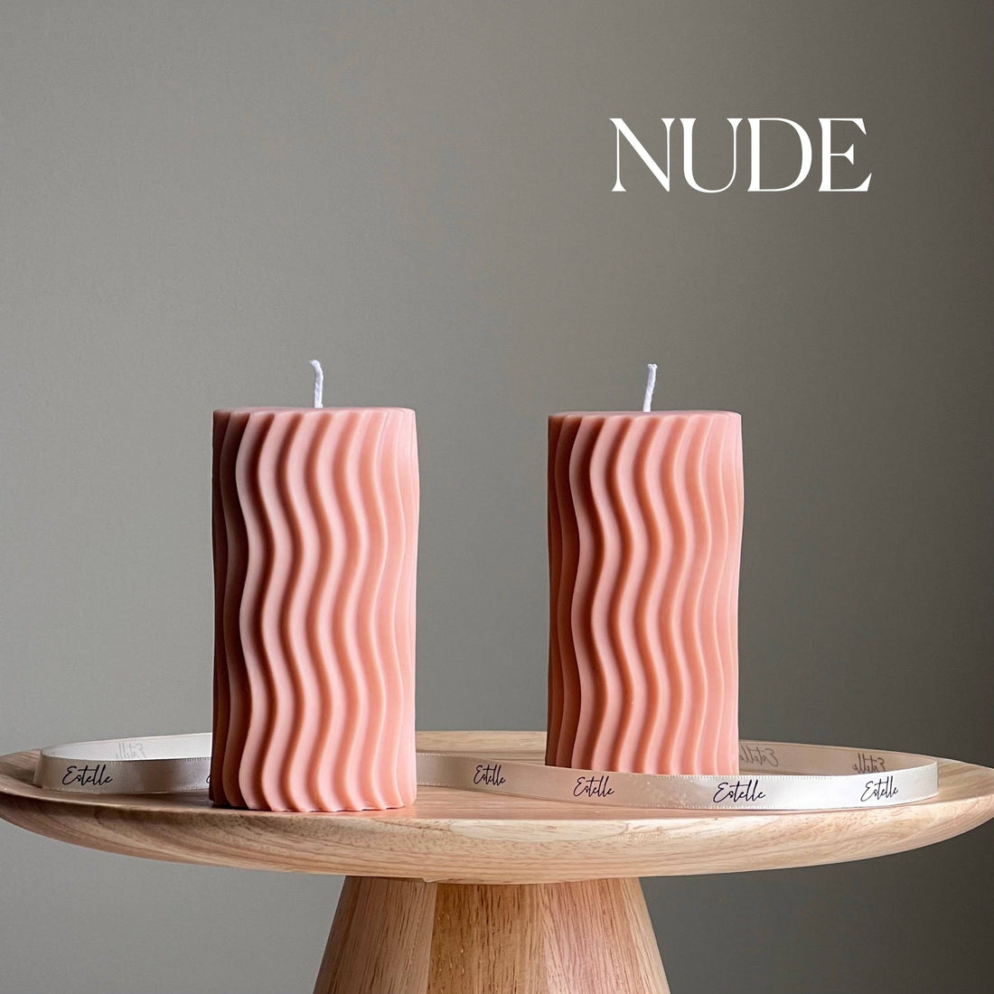 Ribbed Wave Pillar Candle