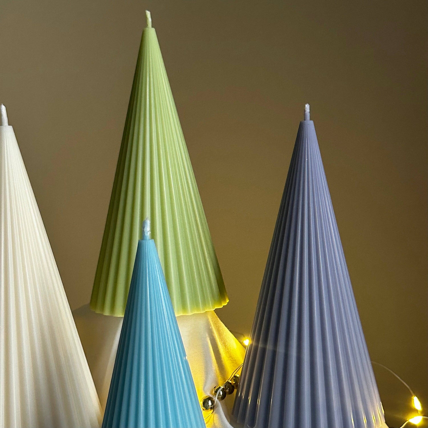 Minimalist Christmas Ribbed Cone Candle