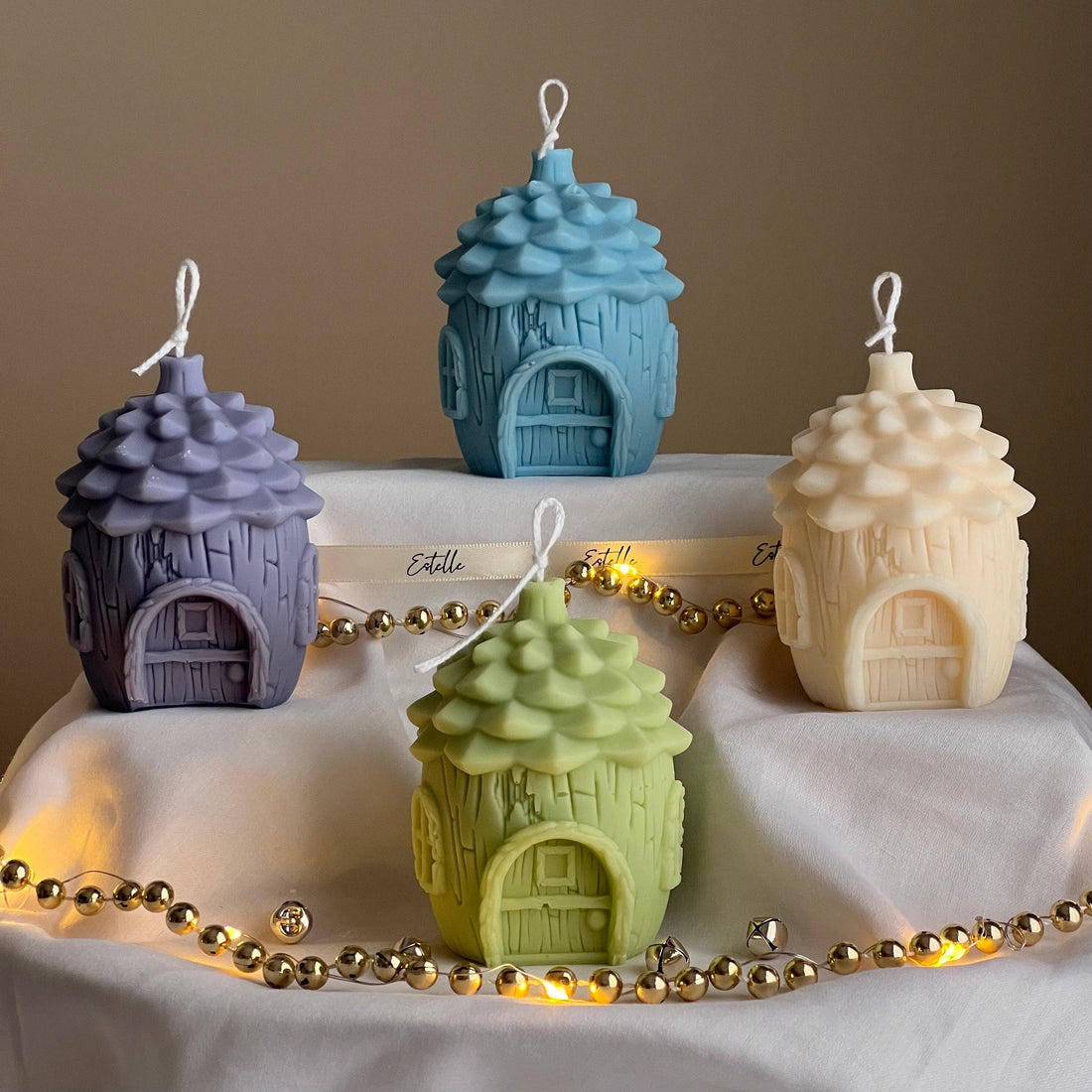 Pine Cone Christmas House Candle