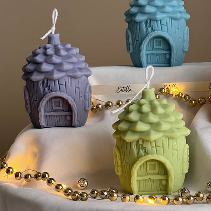 Pine Cone Christmas House Candle