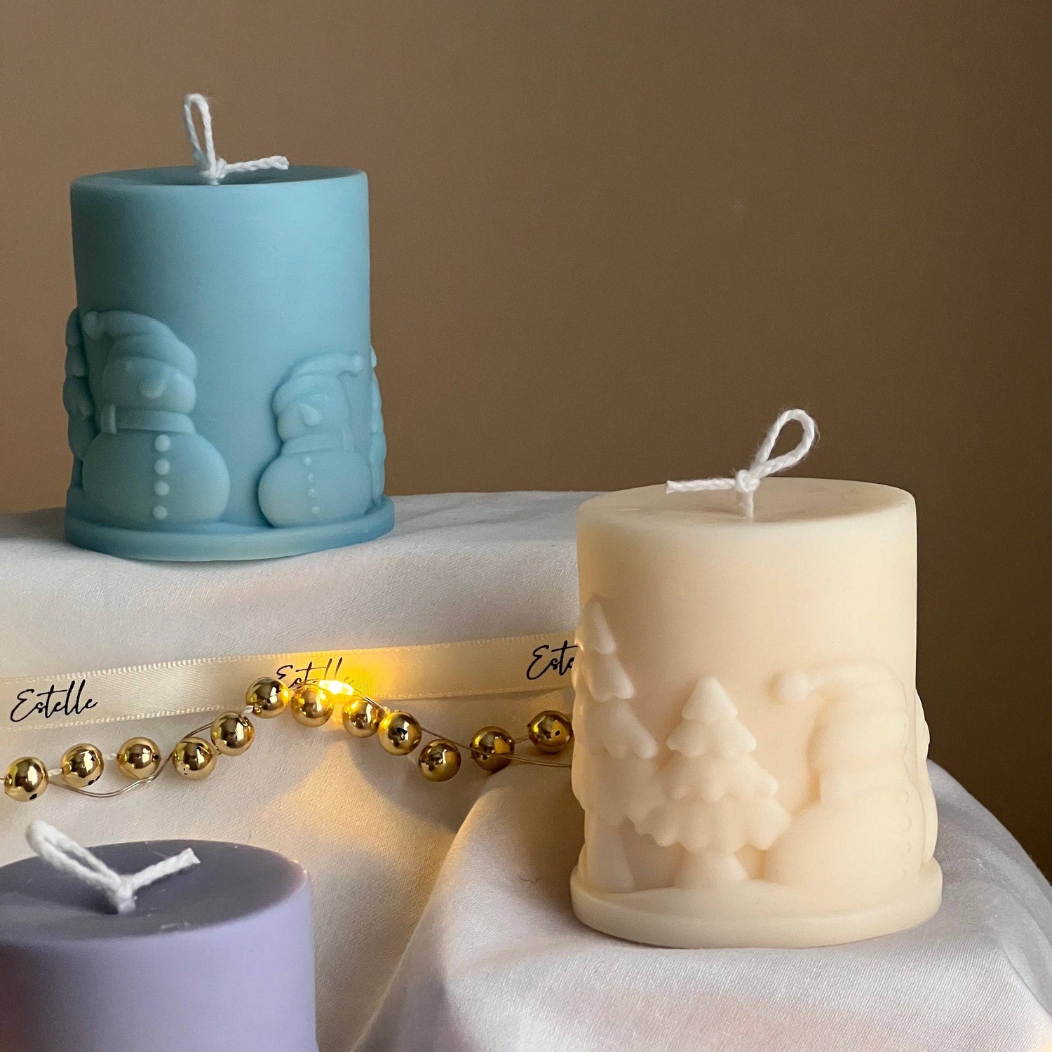 Snowman Pillar Candle