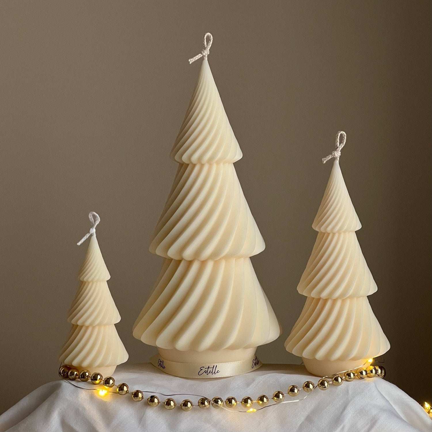 Swirl Ribbed Christmas Tree Candle