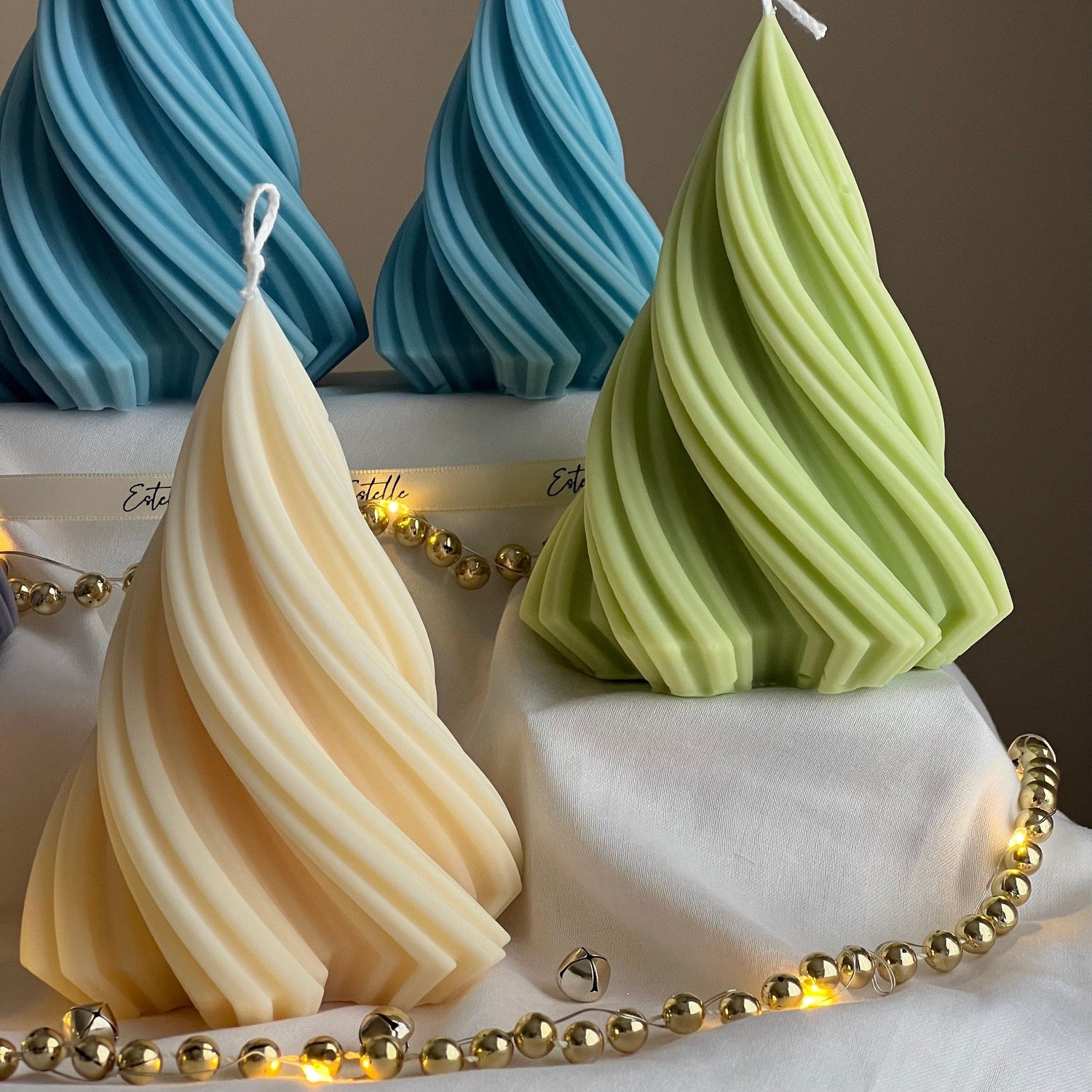 Swirl Ribbed Christmas Tree Candle