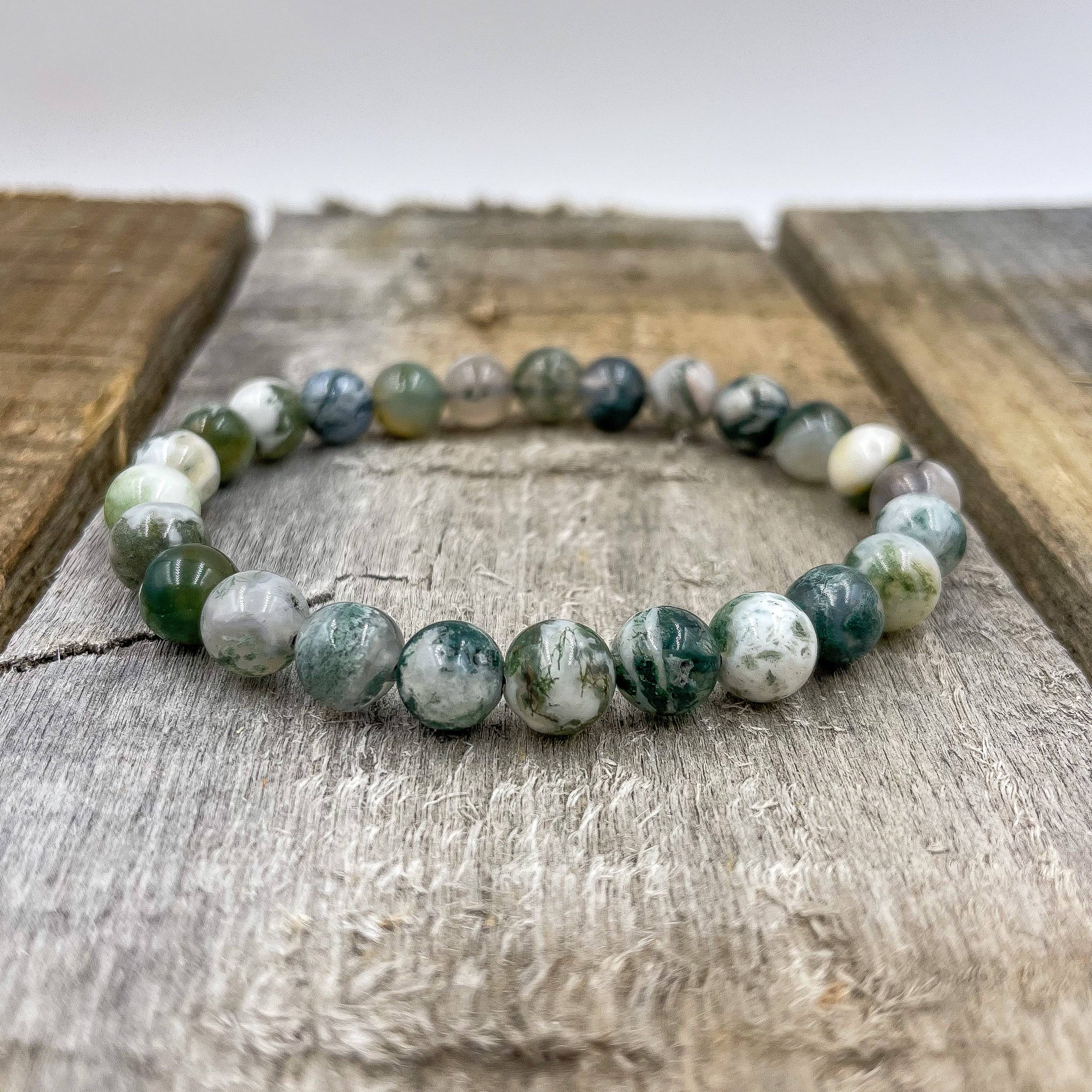 Tree Agate | Crystal Beaded Bracelet | Natural Stones | Lifetime Warranty