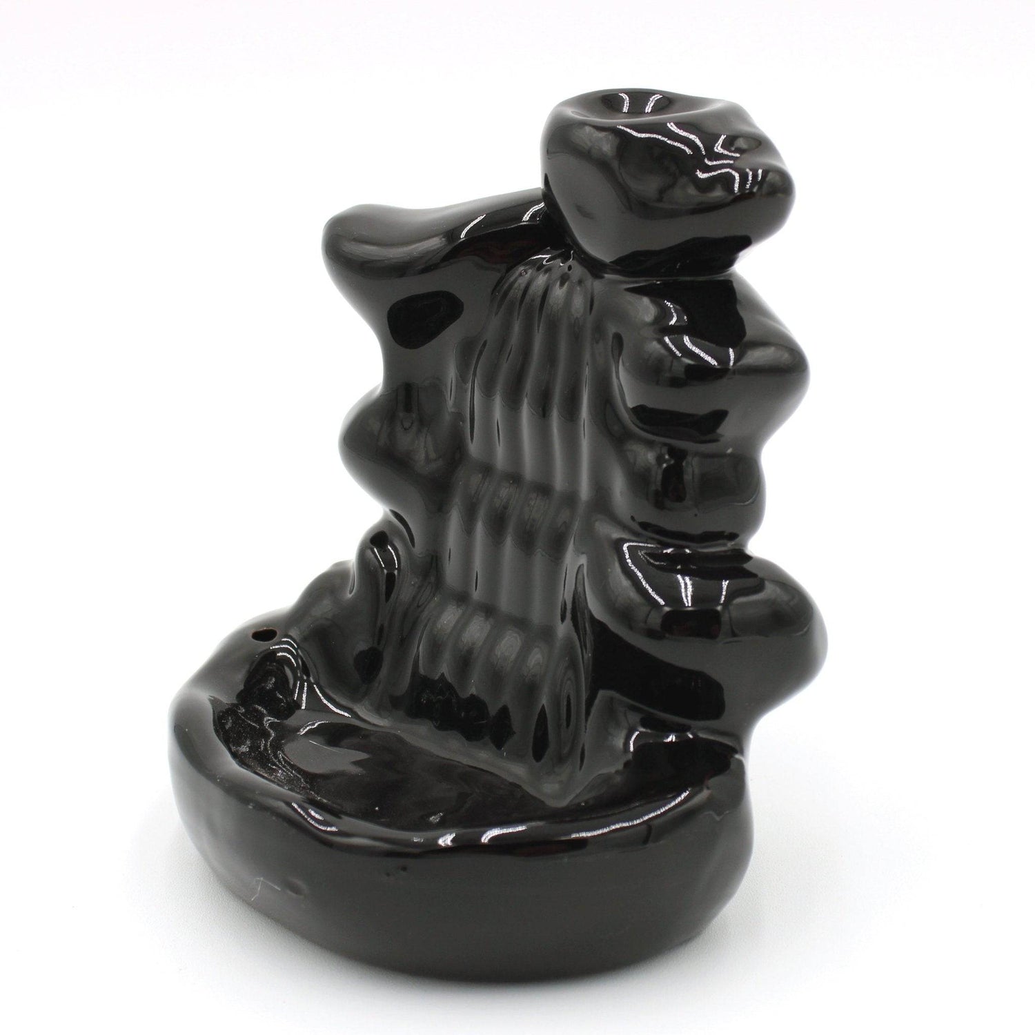 Black Ceramic | Wide Steps | Back Flow | Incense Burner