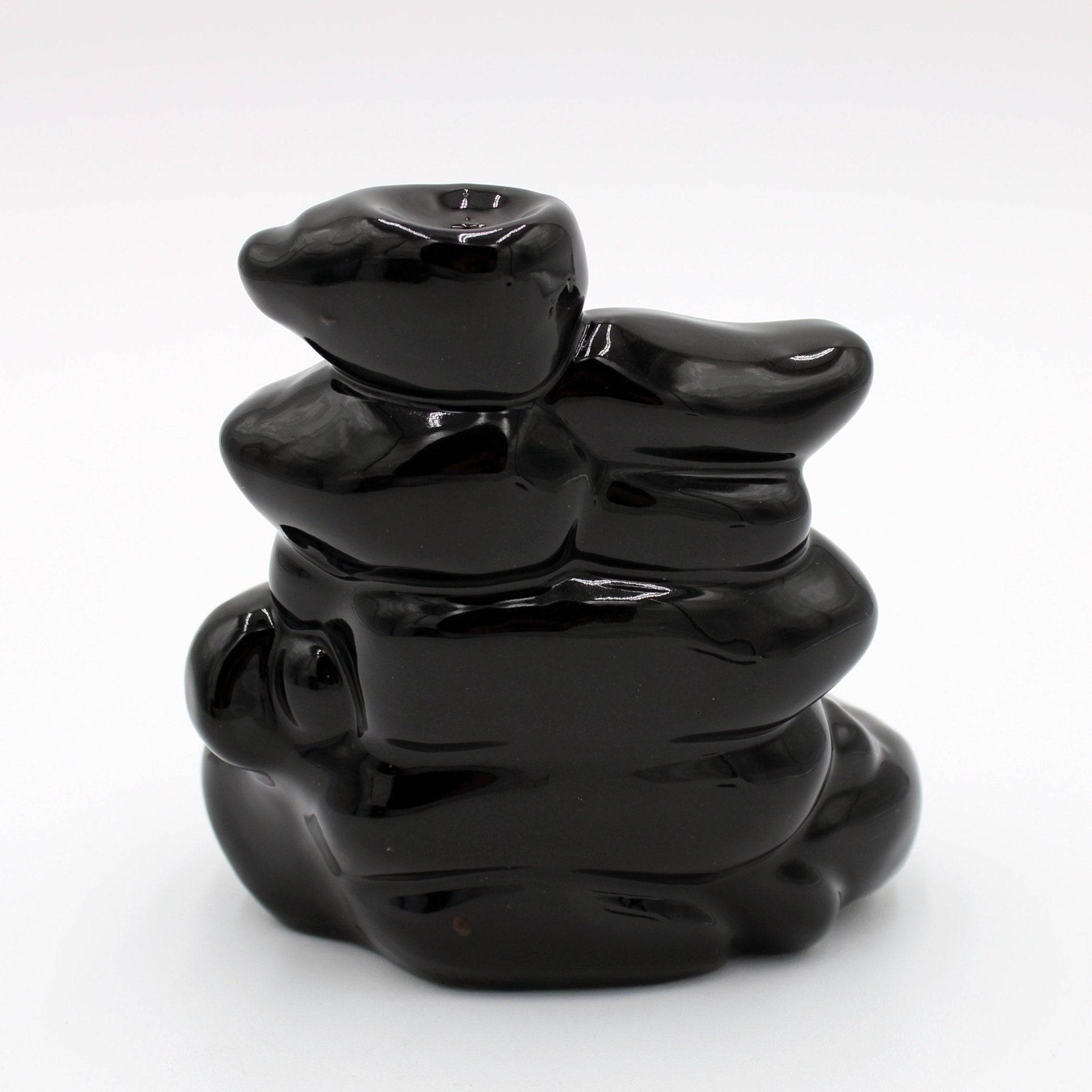 Black Ceramic | Wide Steps | Back Flow | Incense Burner