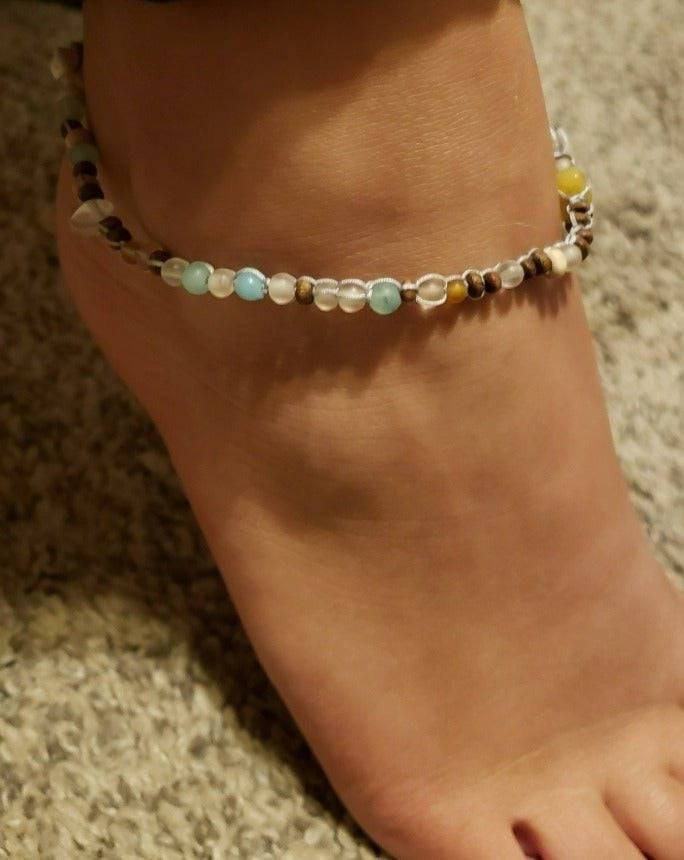 Nixie Beaded Anklet | Handmade in Bali | Natural Stone Ankle Bracelet