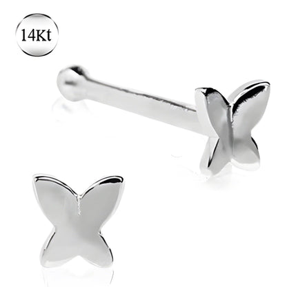 14k White Gold | Butterfly Stud Nose Ring