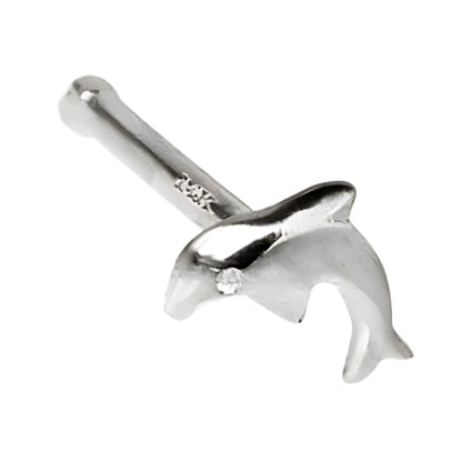 14k White Gold | Dolphin Stud Nose Ring