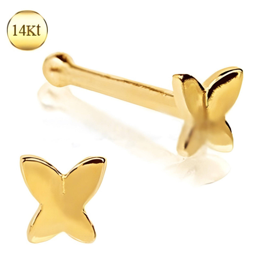 14k Yellow Gold | Butterfly Stud Nose Ring