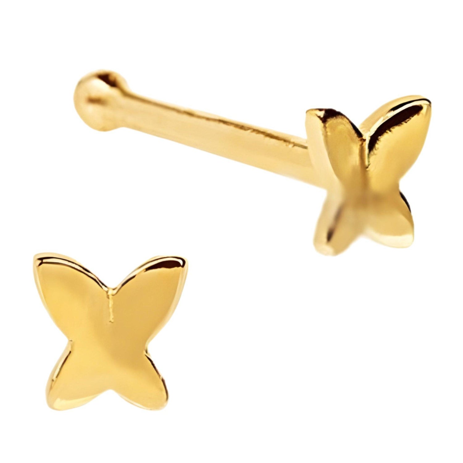 14k Yellow Gold | Butterfly Stud Nose Ring